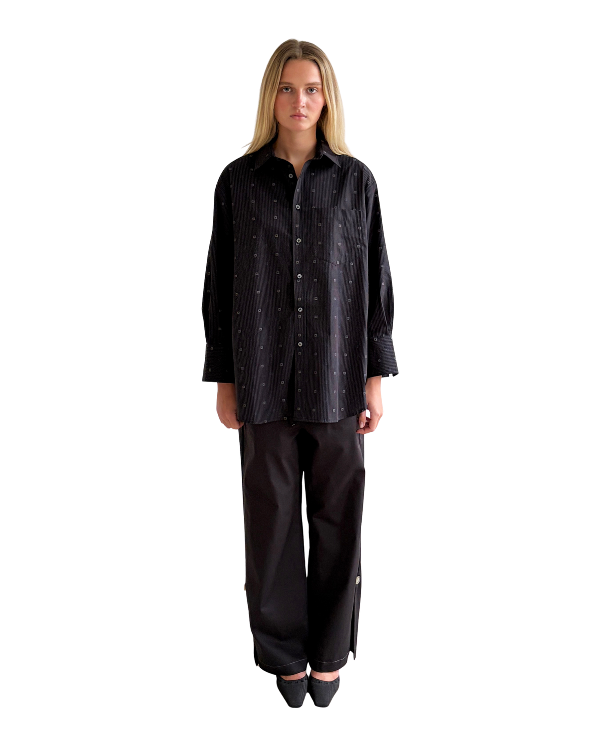 Margit shirt - Graphite Geo Stripe