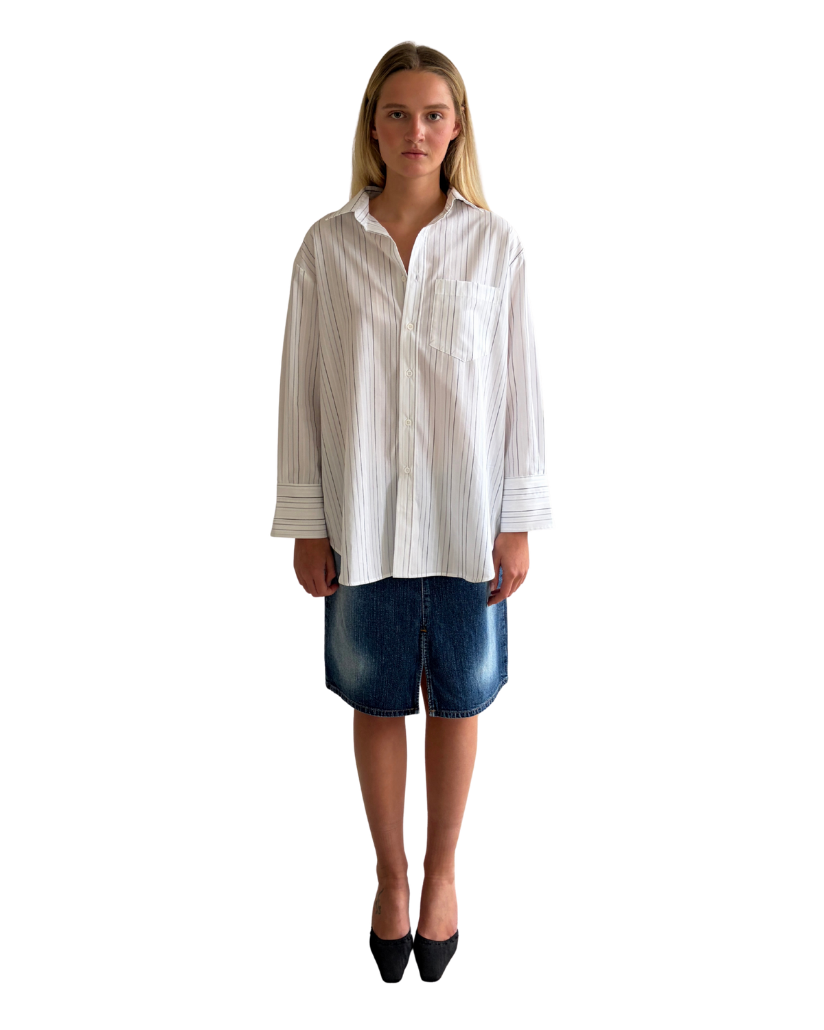 Margit shirt - Cotton White Pinstripe