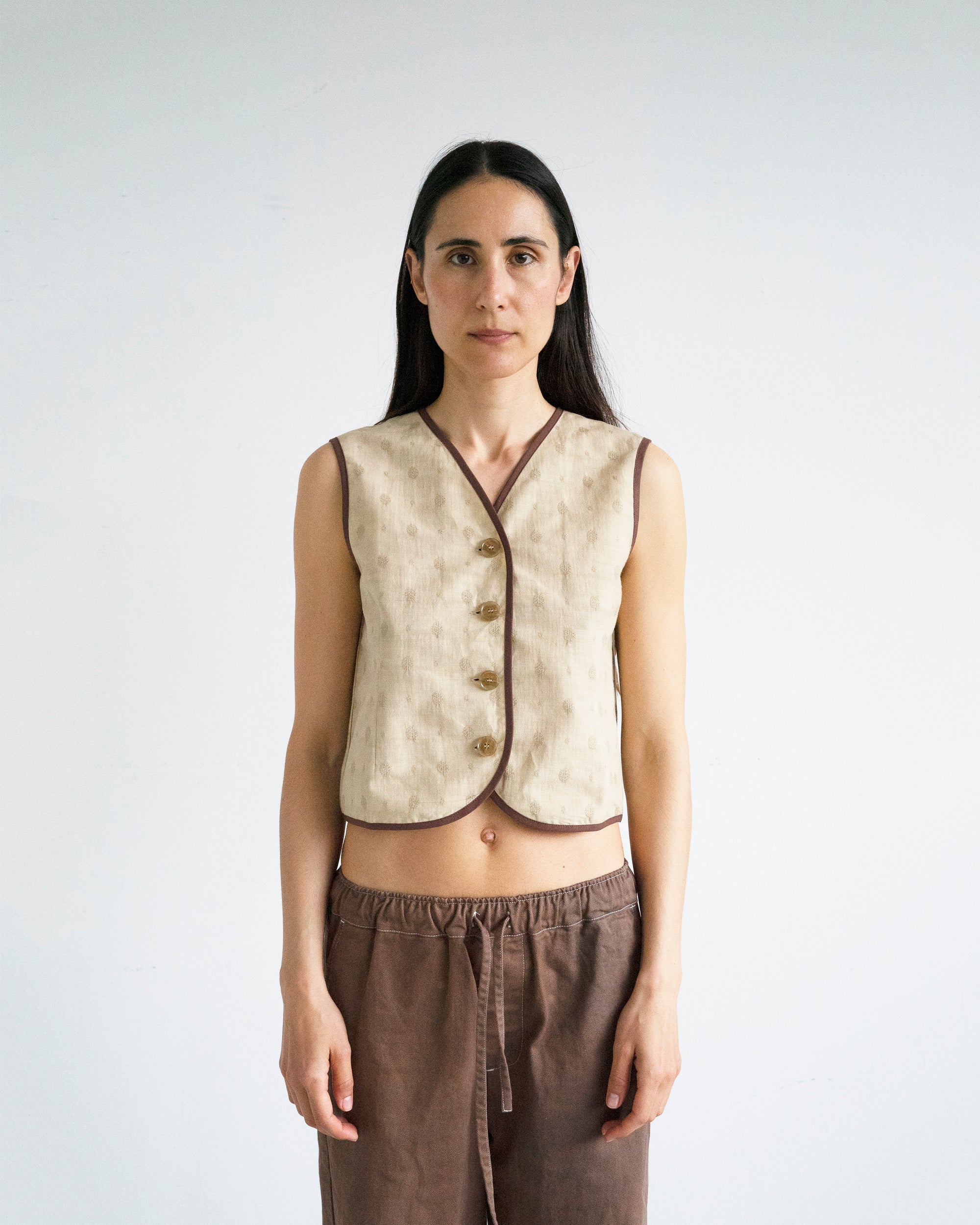 Jane Vest - Japanese Brocade Linen