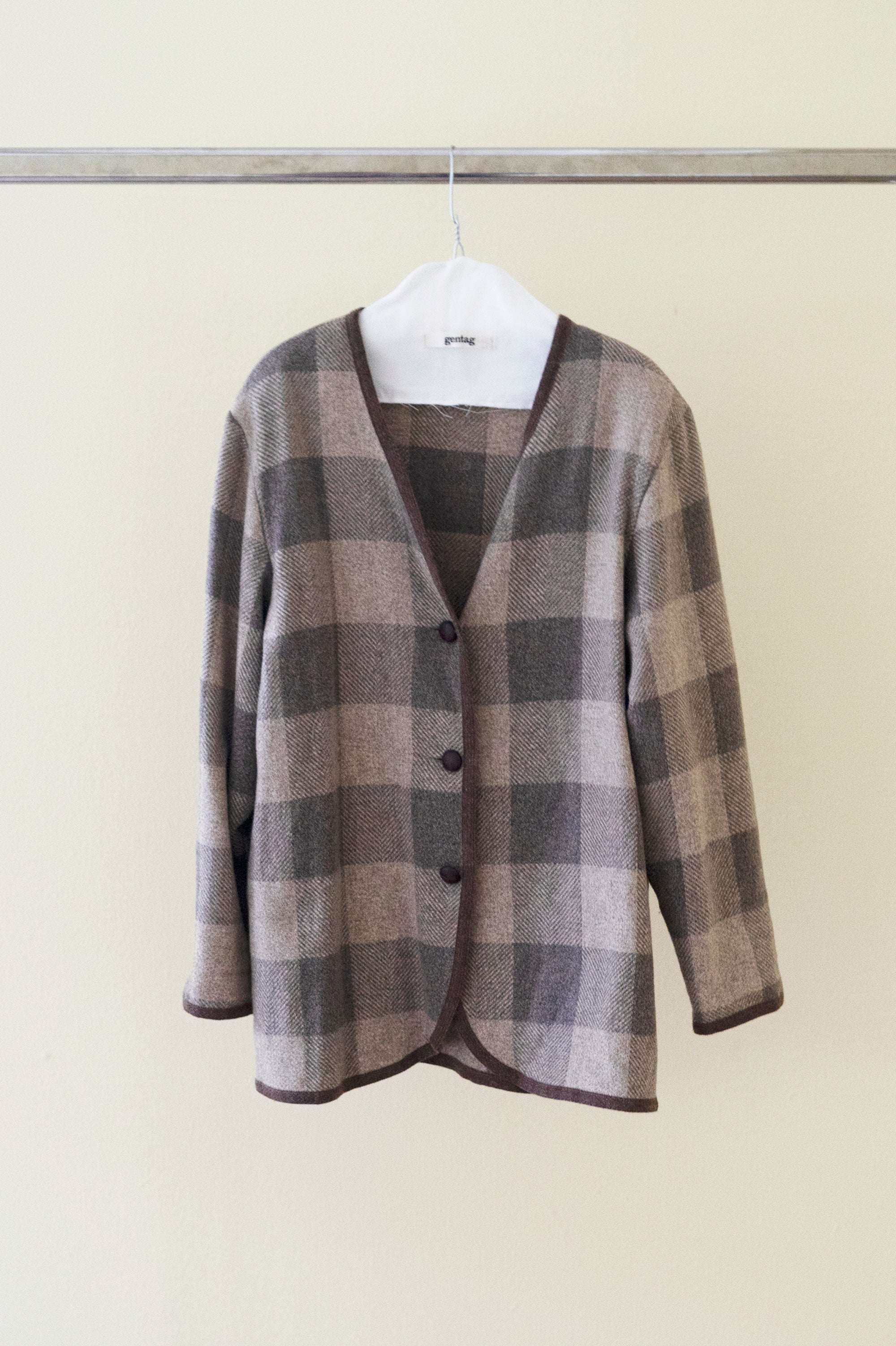 Wool Checkered Cardigan