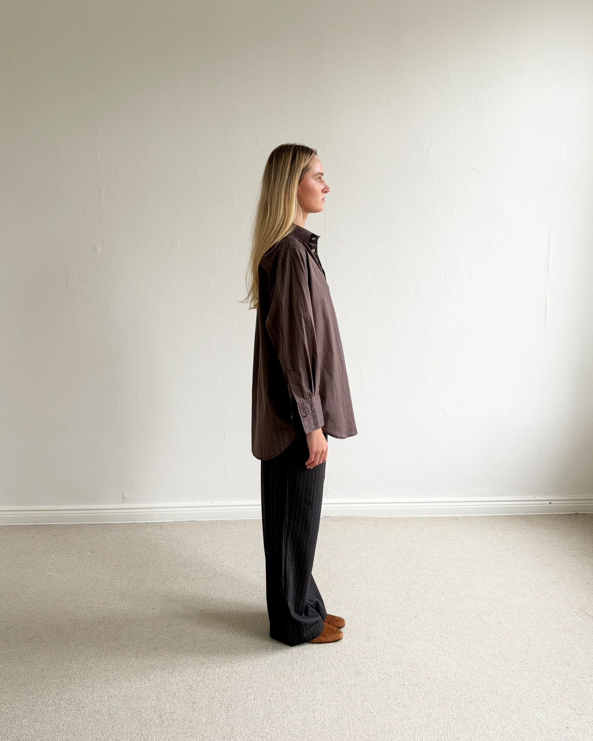 Margit shirt - Mocha Fine Stripe