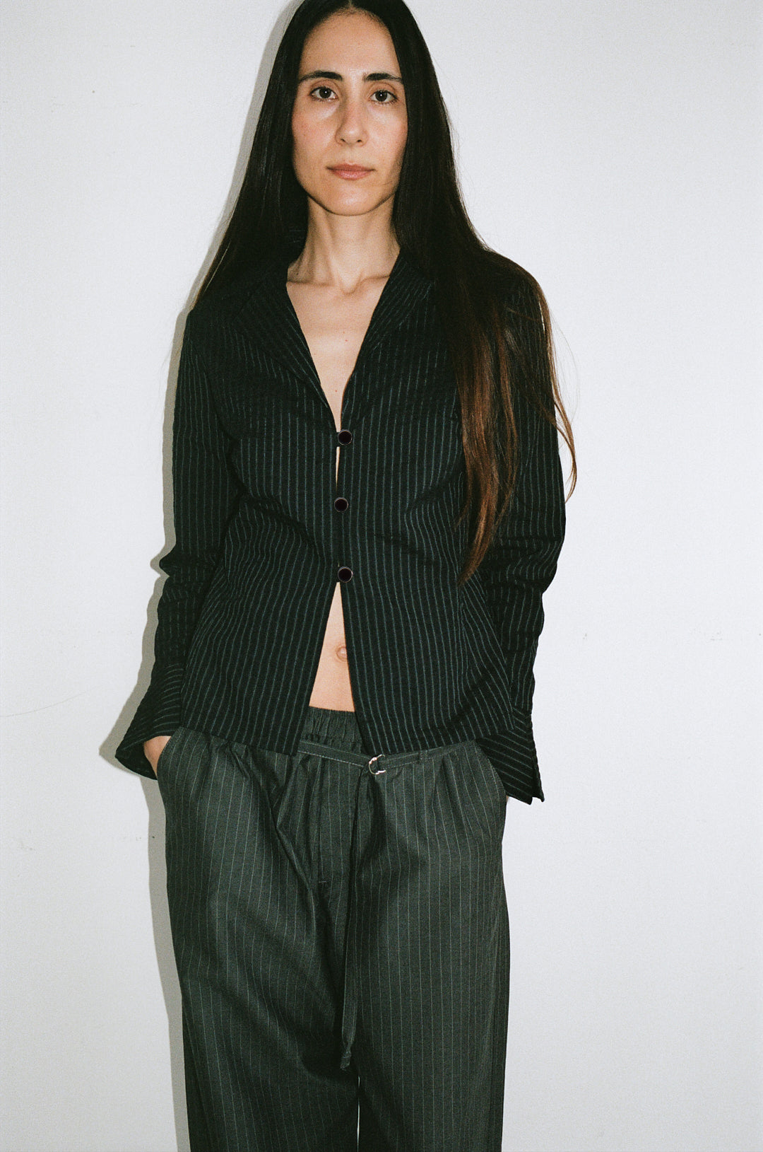 Dani Shirt - Pinstriped Black